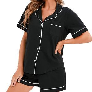 Cotton Womens Pajamas Long Sleeve Shirt Twopiece Night Suit Sleepwear Loungewear